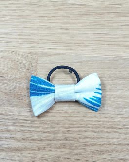 Mini Élastique Nœud plumes bleu blanc gris