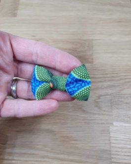 Barrette Nœud wax bleu vert